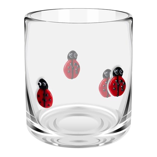 Sel Natural 14 Ounce Icon Juice Glasses, Aesthetic Cocktail & Old Fashioned Drinking Glasses, Iconic Clear Glass Cups for Women, Sister, Friend & Party Gifts (Ladybug) - Image 1