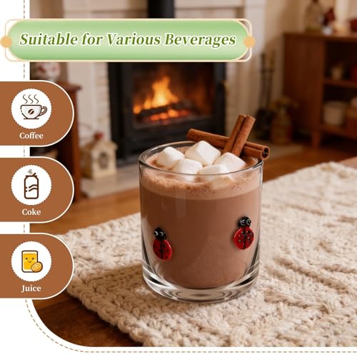 Sel Natural 14 Ounce Icon Juice Glasses, Aesthetic Cocktail & Old Fashioned Drinking Glasses, Iconic Clear Glass Cups for Women, Sister, Friend & Party Gifts (Ladybug) - Image 4