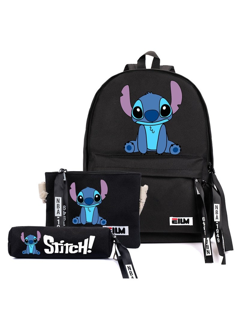 Stitch Doll Print Three-Piece School Bag 38*40*12cm