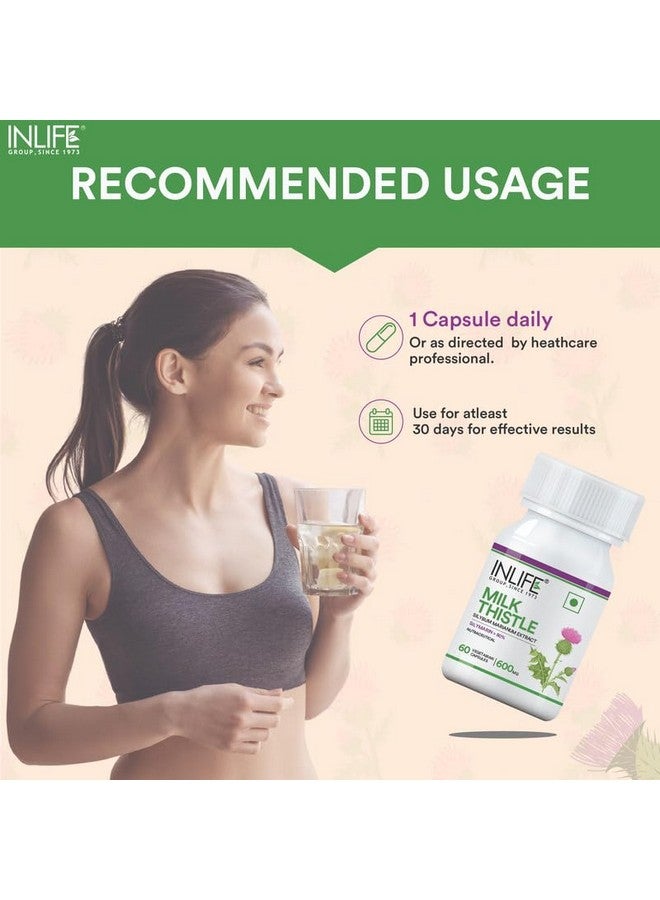INLIFE Milk Thistle Extract 600mg Capsules | Silybum Marianum Liver Support Supplement | Men and Women - 60 Vegetarian Caps (Pack of 1, 60) - Image 3