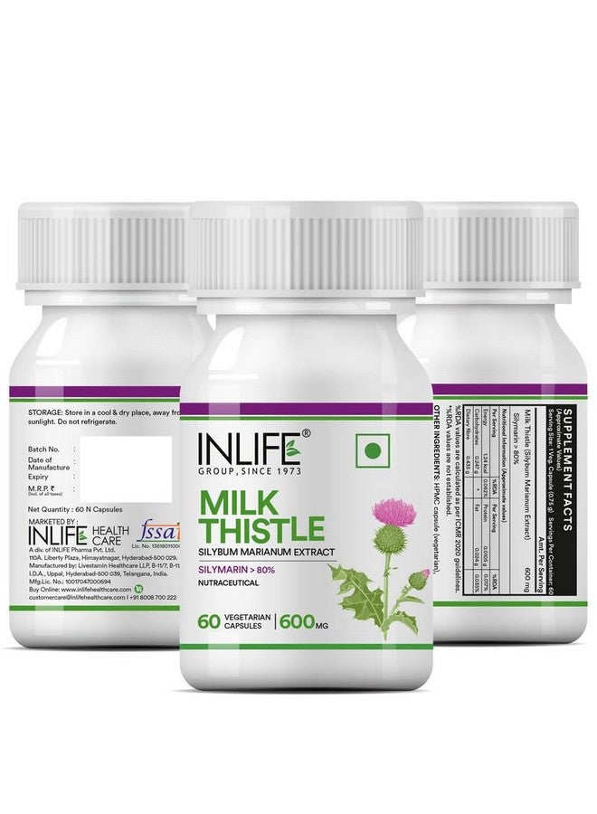 INLIFE Milk Thistle Extract 600mg Capsules | Silybum Marianum Liver Support Supplement | Men and Women - 60 Vegetarian Caps (Pack of 1, 60) - Image 5