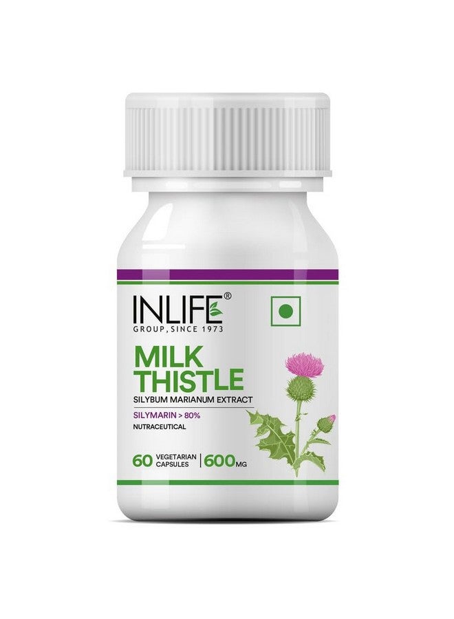 INLIFE Milk Thistle Extract 600mg Capsules | Silybum Marianum Liver Support Supplement | Men and Women - 60 Vegetarian Caps (Pack of 1, 60) - Image 1