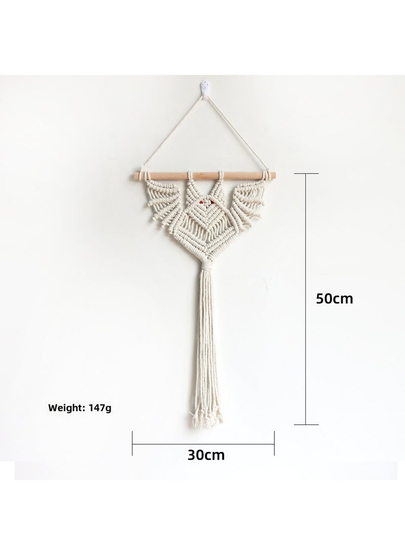 Handmade Bat Macrame Plant Hanger Tapestry Beige Short 