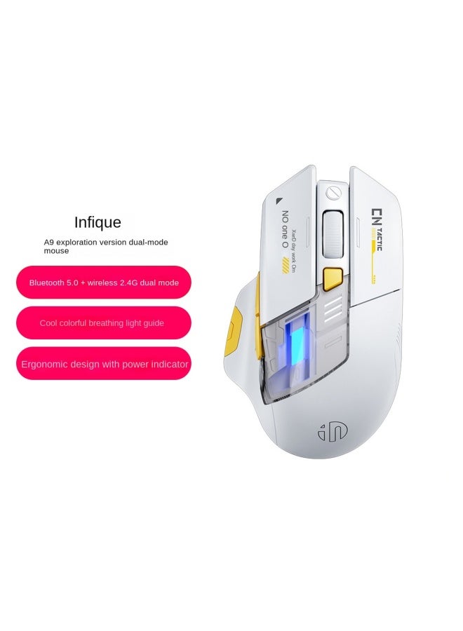 إنفيك Inphic A9 ماوس لاسلكي بلوتوث ثلاثي الوضع ميكانيكي الشحن صامت مكتب ألعاب منزل إصدار الاستكشاف - Image 2