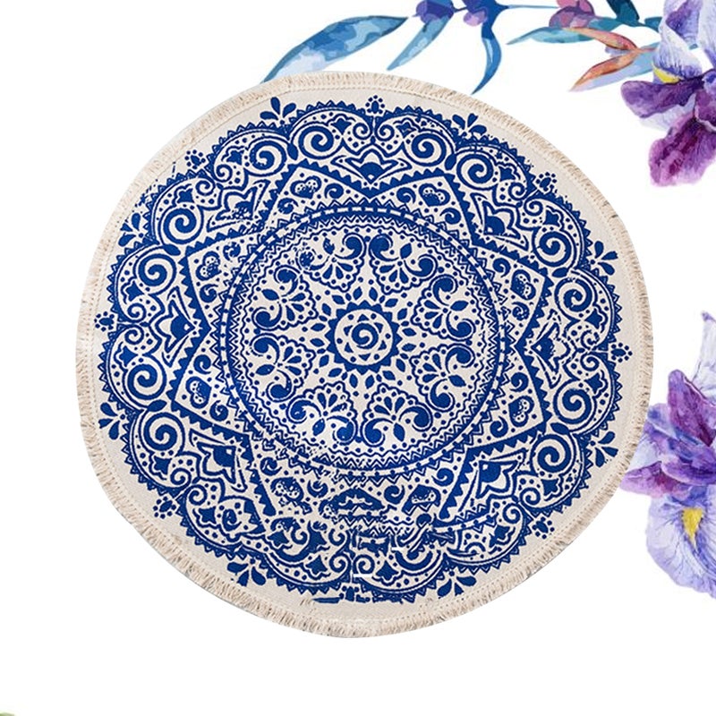90cm Round Retro Handmade Floor Rug Sofa Cover for Bedroom Living Room Study - Image 3