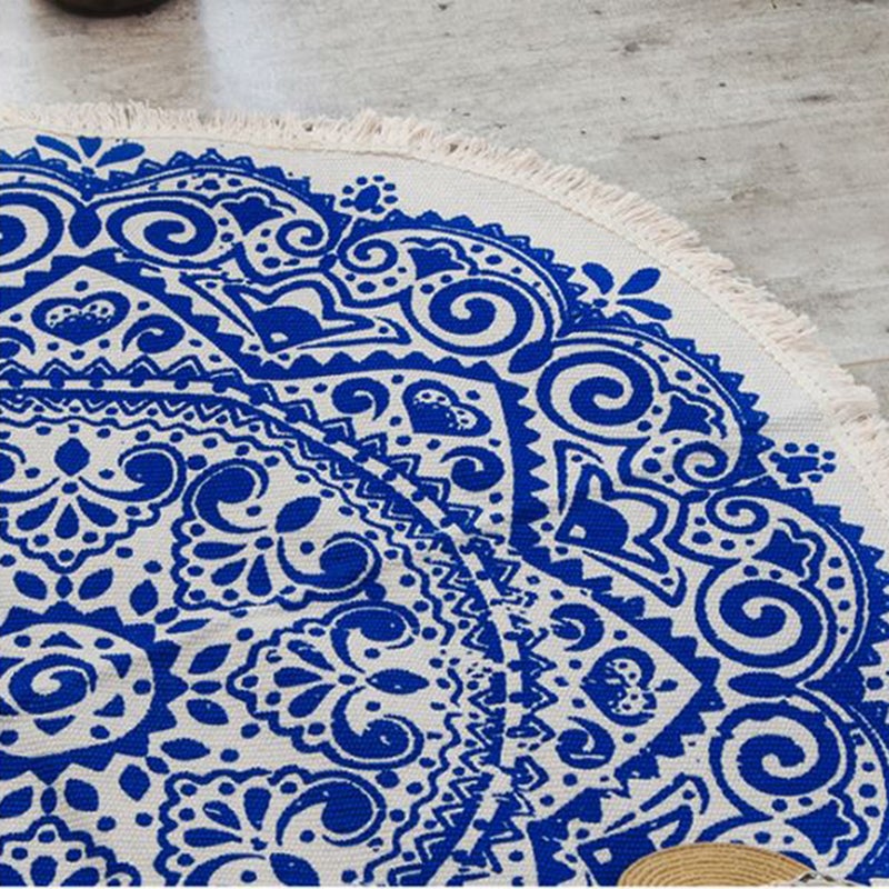 90cm Round Retro Handmade Floor Rug Sofa Cover for Bedroom Living Room Study - Image 4