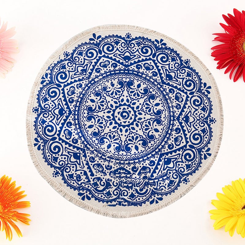 90cm Round Retro Handmade Floor Rug Sofa Cover for Bedroom Living Room Study - Image 5