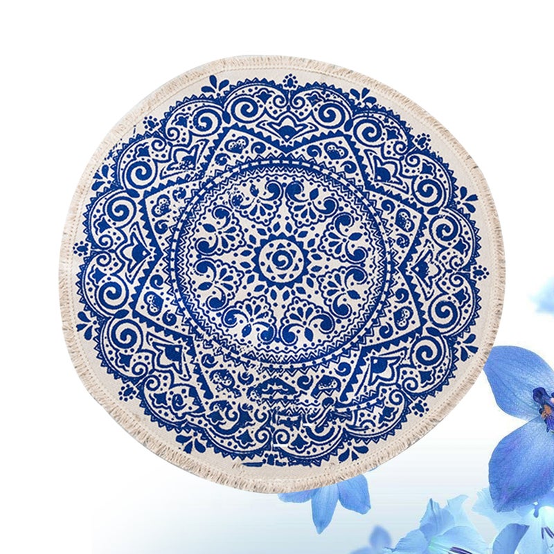 90cm Round Retro Handmade Floor Rug Sofa Cover for Bedroom Living Room Study - Image 1