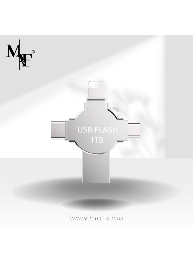 م.ا & ف'س محرك أقراص فلاش USB OTG 4 في 1 بسعة 1 تيرابايت لجهاز iPhone، محرك أقراص USB 3.0 خارجي، ذاكرة فلاش USB 3.0، محرك أقراص فلاش USB لأجهزة iPad وAndroid والكمبيوتر الشخصي - Image 1