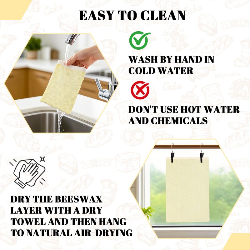 EHZYP 2 Pack Beeswax Bread Bags - 17x13 Inch Reusable Bread Storage Bags,Bees Wax Lined Bread Bags for Home Cooks fresh bread storage Easy Clean (Berry orange) - Image 4