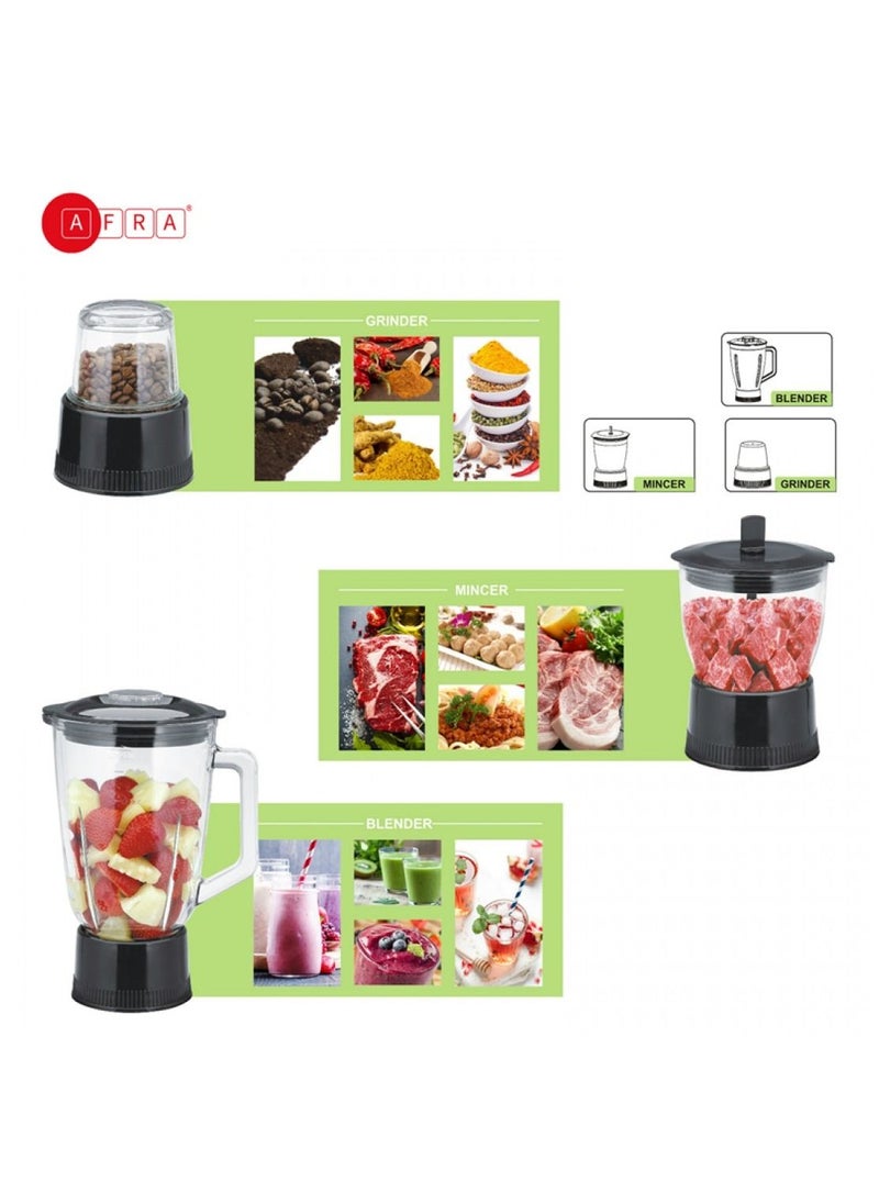 4 in 1 Juicer 2 Speed Settings 1.5 Liter Capacity Pulse Function Pulp Container Glass Blender With Meat Chopper & Grinder Jar G-Mark ESMA RoHS And CB Certified