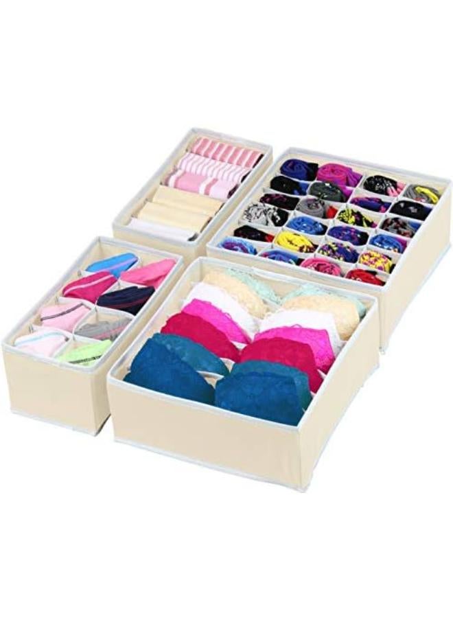Simplehouseware Closet Underwear Organizer Drawer Divider 4 Set, Beige - Image 1