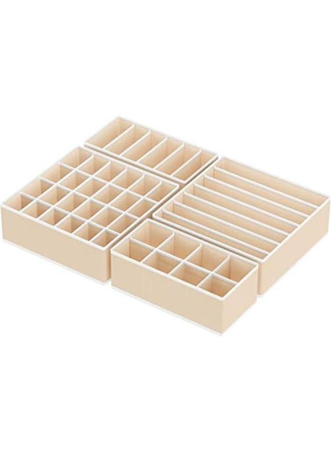 Simplehouseware Closet Underwear Organizer Drawer Divider 4 Set, Beige - Image 2
