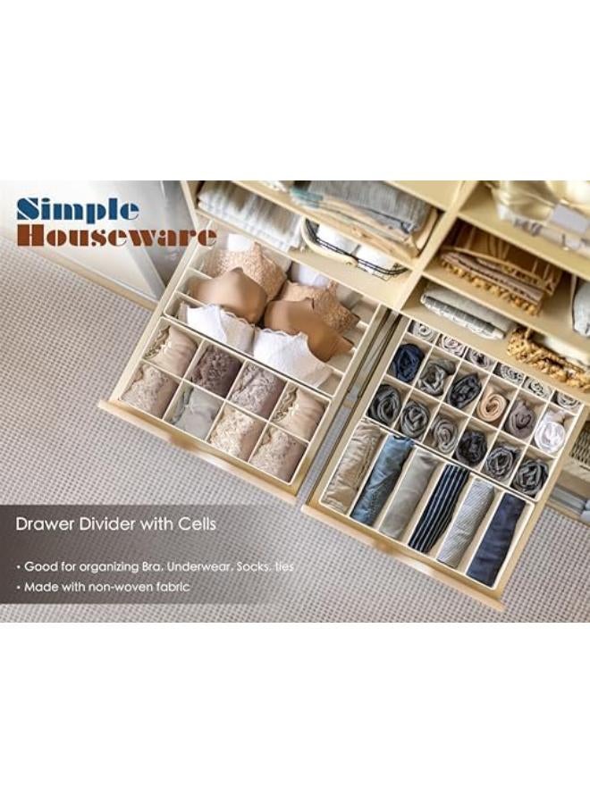 Simplehouseware Closet Underwear Organizer Drawer Divider 4 Set, Beige - Image 3