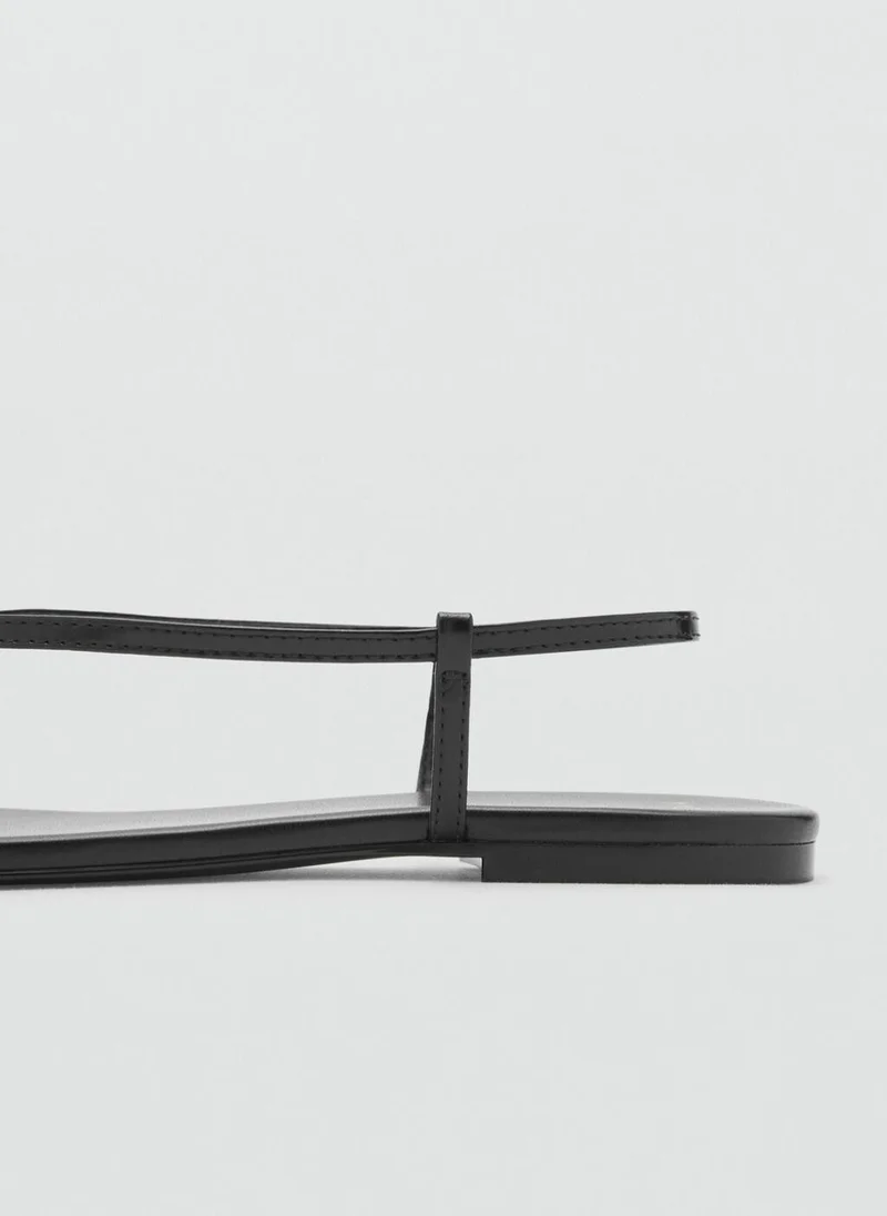MANGO Leather sandals with strap and contrasting toe