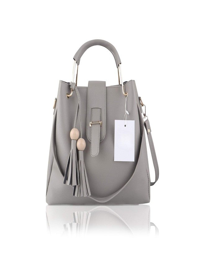 Like Style Women Hand Bags PU Rexine Flap Closure Casual Formal Ladies Shoulder Bag (Grey) - Image 1