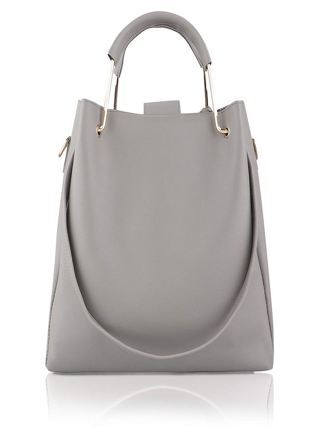 Like Style Women Hand Bags PU Rexine Flap Closure Casual Formal Ladies Shoulder Bag (Grey) - Image 3