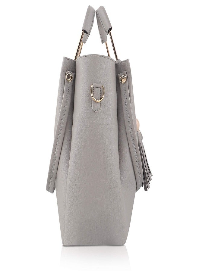 Like Style Women Hand Bags PU Rexine Flap Closure Casual Formal Ladies Shoulder Bag (Grey) - Image 4