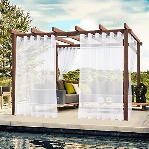 BONZER White Outdoor Sheer Curtains for Patio Waterproof - 2 Panels Wide Grommet Indoor Voile Curtain for Living Room, Bedroom, Porch, Pergola, Cabana, 100 x 108 inch, White - Image 5