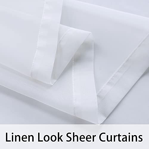 BONZER White Outdoor Sheer Curtains for Patio Waterproof - 2 Panels Wide Grommet Indoor Voile Curtain for Living Room, Bedroom, Porch, Pergola, Cabana, 100 x 108 inch, White - Image 4