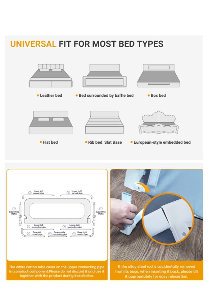 XiuWoo - Toddler Bed Rails for Crib, Foldable Bed Rail for Toddlers, Portable Bed Rails Guard Bumper for Kids, Safe Bed Side Rail for Twin, Queen, King, Full Size Beds - Image 1
