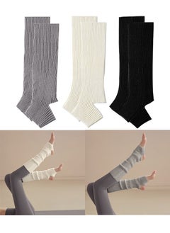 ZVEV Leg Warmers For Women, 3 Pairs Winter Ribbed Knit Leg Warmers 80s Toeless Ballet Leg Warmers For Girls Dance Yoga, Dance Leg Sleeves Wool Knitting Sports Protective Leg Warmers Foot Warm Yoga Socks  - Image 1