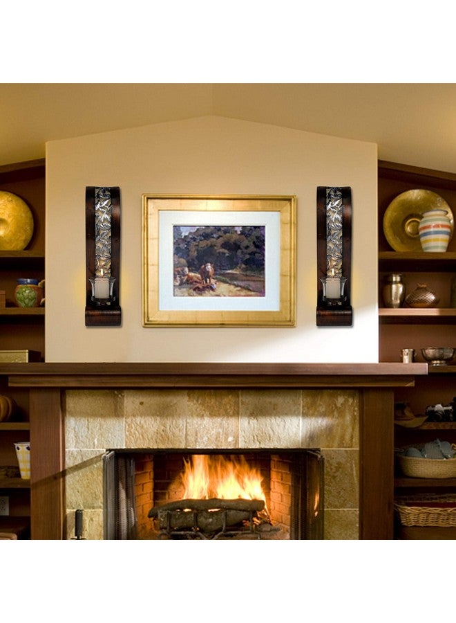 Shelving Solution Wall Sconce 14.4 x 3.5 Inch, with Tea Light Candle Holder Antique Bronze Style Metal Wall Art Decorations for Living Room, Bathroom, Dining Room and Office, Set of 2 - Image 2