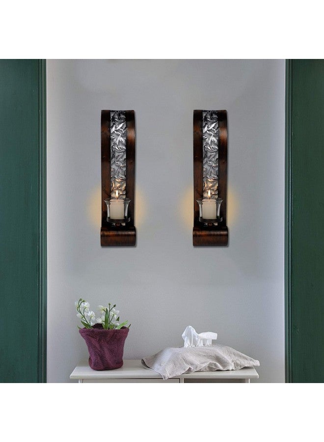 Shelving Solution Wall Sconce 14.4 x 3.5 Inch, with Tea Light Candle Holder Antique Bronze Style Metal Wall Art Decorations for Living Room, Bathroom, Dining Room and Office, Set of 2 - Image 4