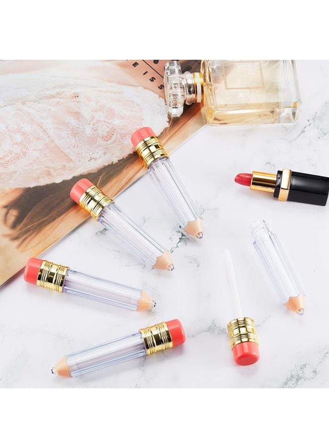 Blulu 20 Pieces Pencil Empty Lip Gloss Tubes Containers Clear Mini Refillable Lip Balm Tubes Cute Pencil Shaped Oil Bottles for Teacher Mother Gifts Women Girls DIY Keychain, 5 ml - Image 5