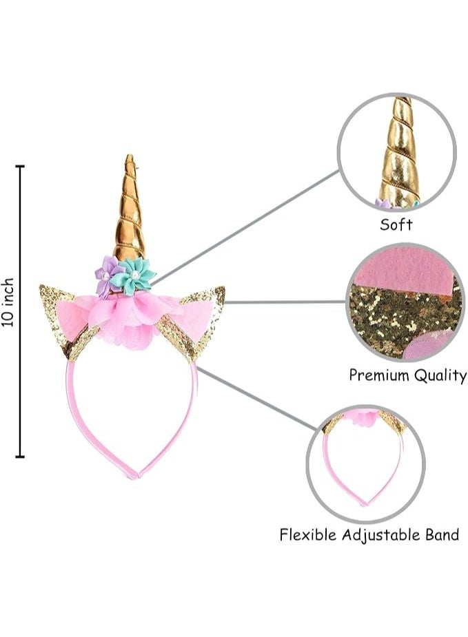 Party Propz Unicorn Head Band Combo Set for Unicorn Party Supplies (1 Pieces Golden Headband) - Image 3