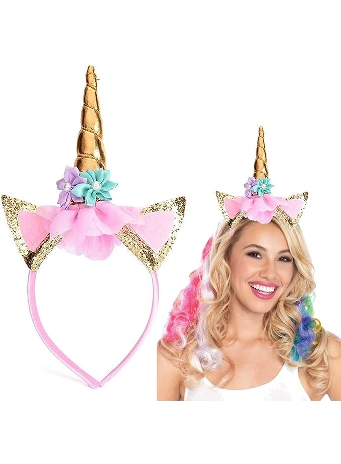 Party Propz Unicorn Head Band Combo Set for Unicorn Party Supplies (1 Pieces Golden Headband) - Image 2