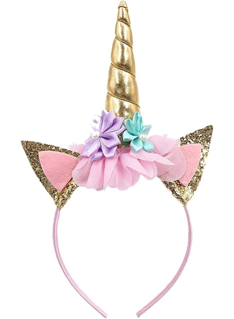 Party Propz Unicorn Head Band Combo Set for Unicorn Party Supplies (1 Pieces Golden Headband) - Image 1