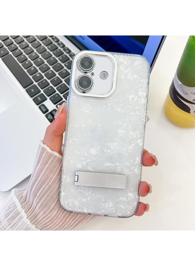 S-TOP Case For iPhone 16 Plus Plating Glitter Texture Fold Holder TPU Phone Case with Lens Film - Image 1