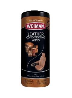 Weiman Leather Cleaner & Conditioner Wipes With UV Protection, Prevent Cracking Or Fading Of Leather Couches, Car Seats, Shoes, Purses - 30 ct  - Image 1