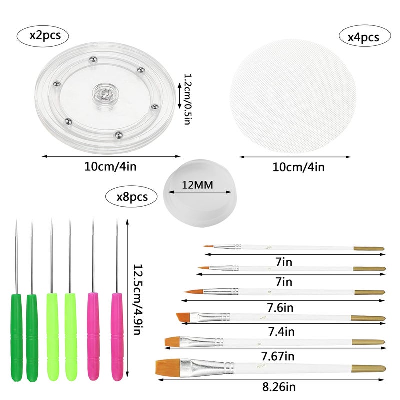 TOSPARTY Cookie Decorating Kit Supplies Including 2 Acrylic Cookie Turntable 6 Cookie Scribe Needle 4 Silicone Mesh Mats 6 Cookie Decoration Brushes 8 Rubber Feet Bumpers (Number A) - Image 2