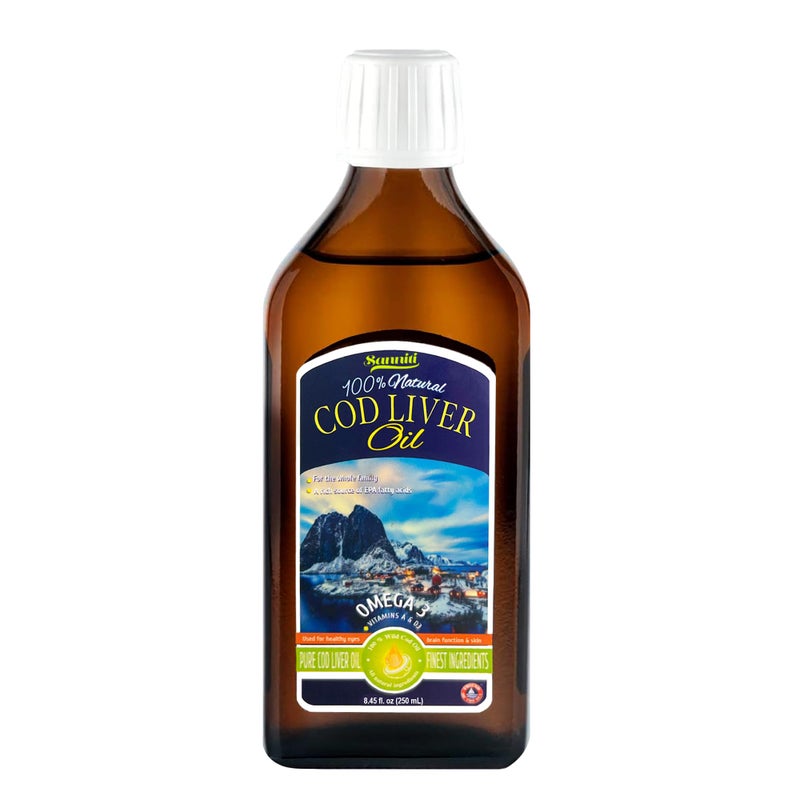 Sanniti Sanniti 100 Natural Cod Liver Oil 1081 mg Total Omega3 Fatty Acids Wild Caught Nordic 250 mL 84 oz Unflavored 