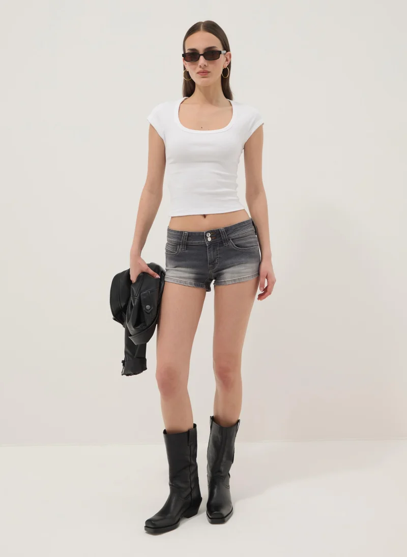Ovs OVS White Short-Sleeve Stretch Cotton T-Shirt
