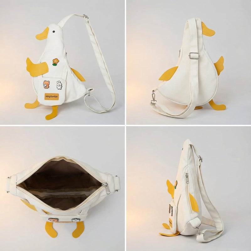 PRLINJSK Kawaii Purse, Cute Duck Crossbody Shoulder Bag, Novelty Messenger Purse for Women with Pins Gifts - Image 4