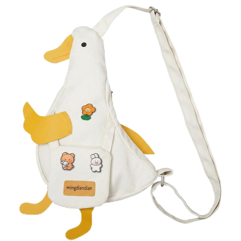 PRLINJSK Kawaii Purse, Cute Duck Crossbody Shoulder Bag, Novelty Messenger Purse for Women with Pins Gifts - Image 1