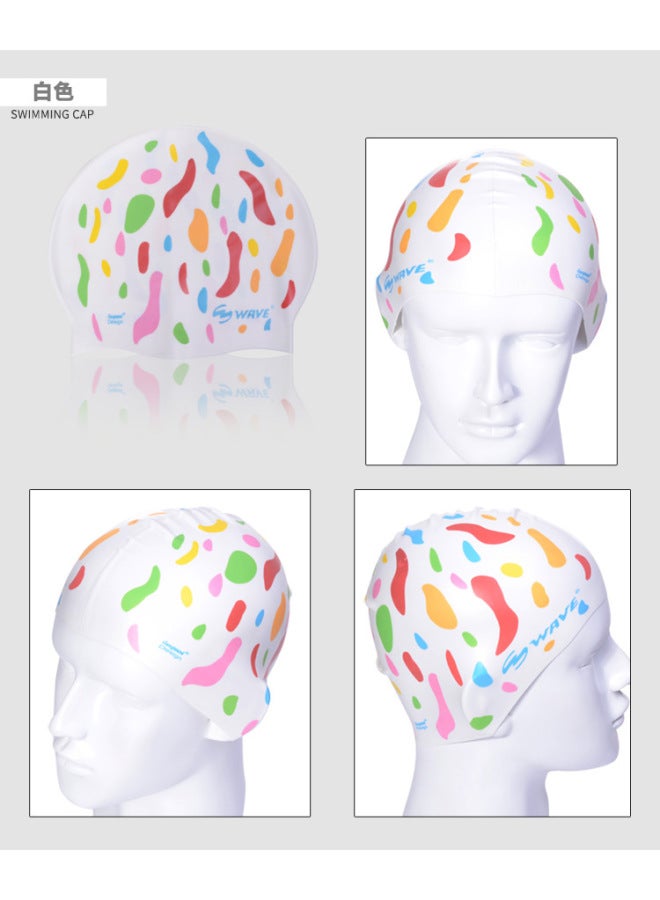 قبعة سباحة سيليكون جديدة تصميم موجة للرجال والنساء، مقاومة للماء، مكبرة، سميكة، للشعر الطويل، ملونة
