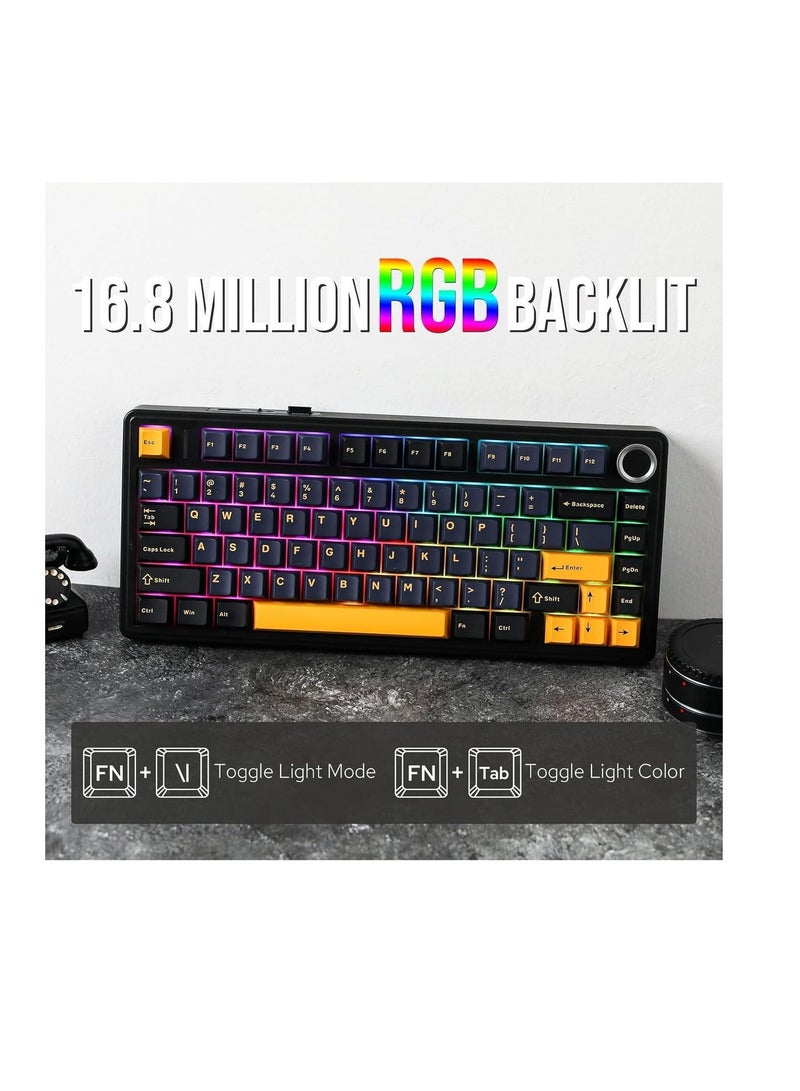 AULA F75 Gasket Mechanical Gaming Keyboard – 75% Layout, Crescent Switch, Hot-Swappable, RGB, Wired USB-C / 2.4G Wireless / Bluetooth, Black - Image 5