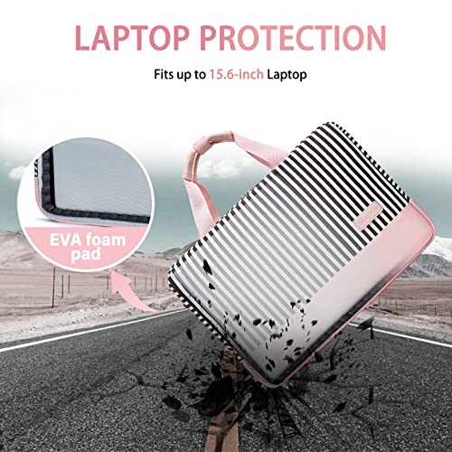 Bosidu Laptop Bag for Women Computer Bags 15.6 Inch Laptop Case,Water Resistant Canvas Women Briefcase for Work,Business,Travel (Pink) - Image 2