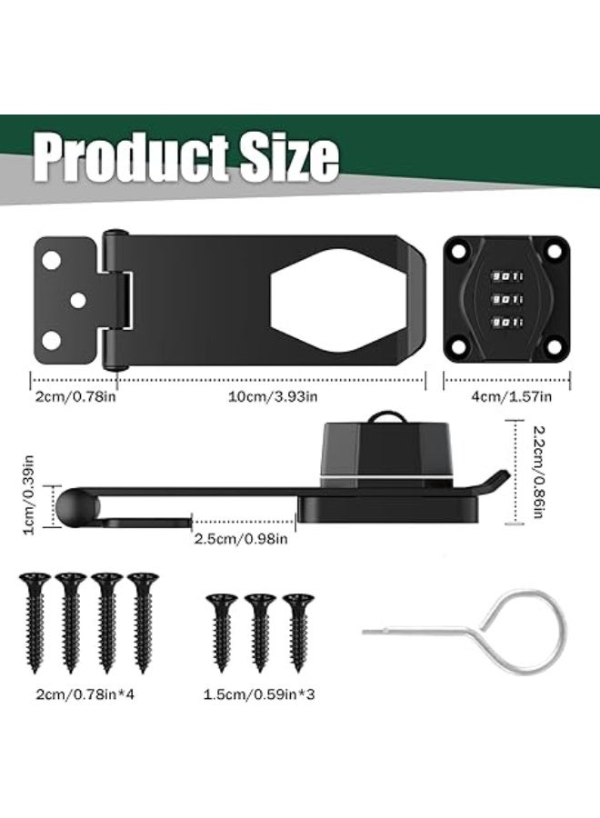 MySouq 3-Inch Combination Padlock Bolt, Keyless Sliding Door Latch, Digital Code Locking Barrel Bolt, Black Metal Security Hasp for Cabinets, Barn Doors, Garden, and Garage. - Image 2