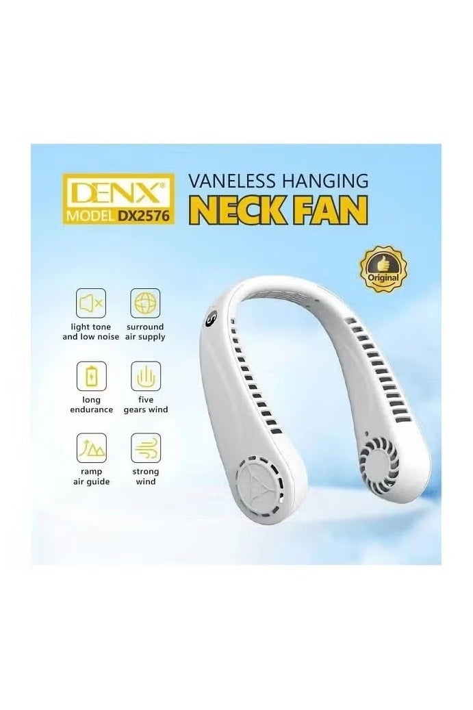 Denx DX2576 Bladeless Hanging Neck Fan – Portable USB Rechargeable