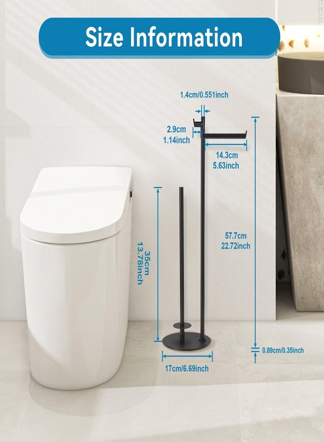BGL Toilet Paper Holder Stand, SUS304 Stainless Steel Matte Black, Weighted Base, Holds 5 Jumbo Rolls, Space-Saving Modern Bathroom Storage with Built-in Hook - Image 4
