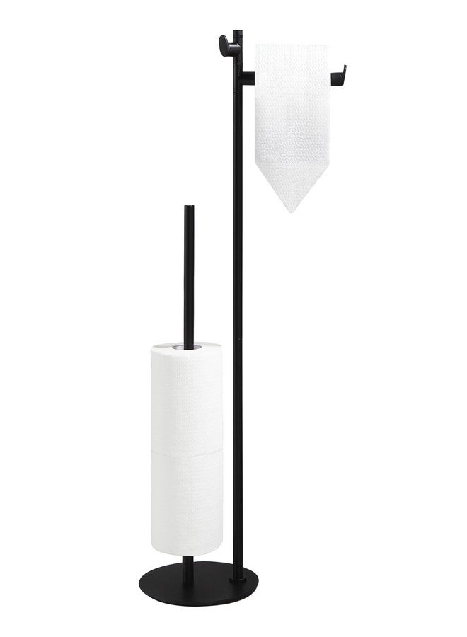 BGL Toilet Paper Holder Stand, SUS304 Stainless Steel Matte Black, Weighted Base, Holds 5 Jumbo Rolls, Space-Saving Modern Bathroom Storage with Built-in Hook - Image 1