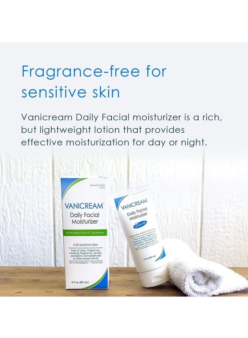 Vanicream Daily facial moisturizer with ceramides and hyaluronic acid, hydrating and nourishing, lightweight and oil-free, free of common irritants, suitable for sensitive skin, unisex, 89ml - Image 2