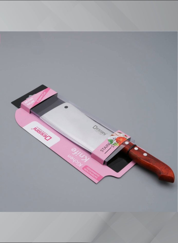 DESSINI Stainless Steel Chef Cleaver Meat Cleaver Knife with wooden handle Small  - Image 2
