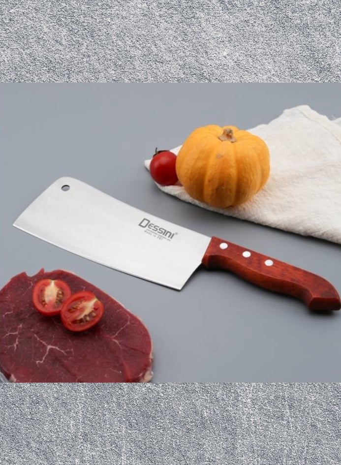 DESSINI Stainless Steel Chef Cleaver Meat Cleaver Knife with wooden handle Small  - Image 1