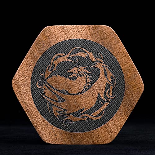 UDIXI Wooden DND Dice Box Sapele Dice Case with Magnetic Lid for Storage 7Die Standard Size Polyhedral Dice DD HexagonalDragon Pattern - Image 5